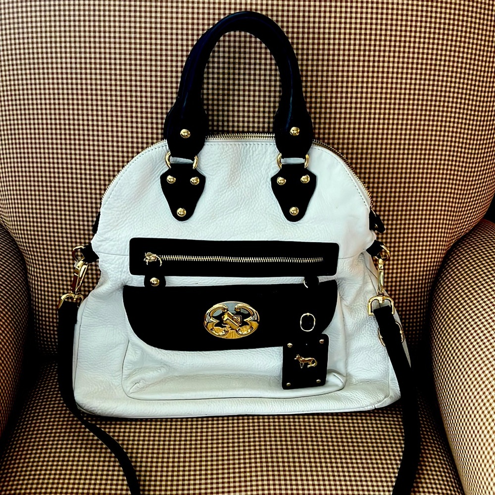 Emma Fox white and navy purse